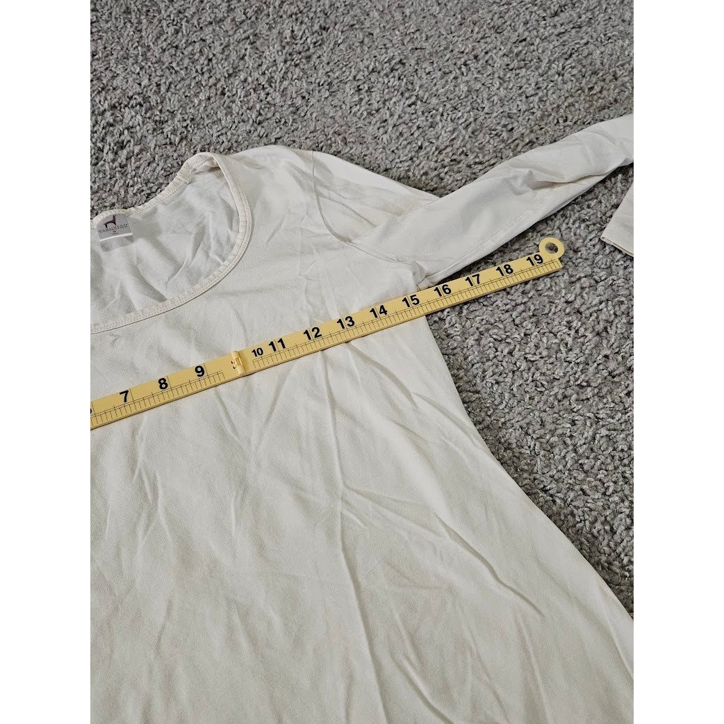 Peruvian Connection Pima Cotton Scoop Neck Long Sleeve Top Cream Small Stretch