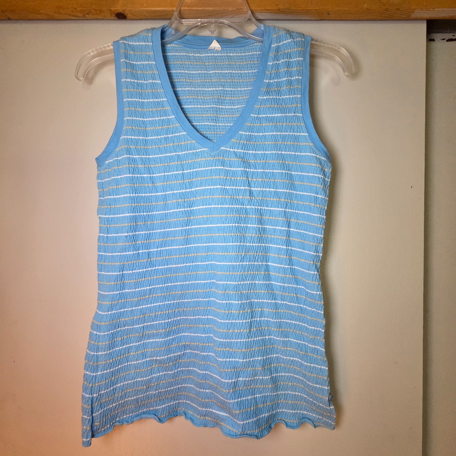 Lole Women’s Tank Top Size Medium Blue Striped 100% Cotton Summer Sleeveless