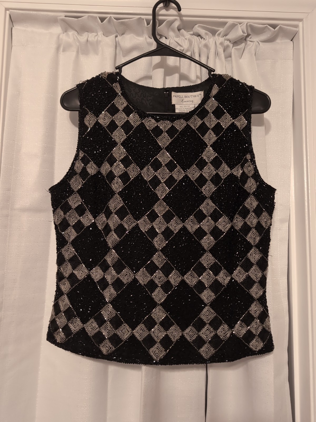 Vtg. Papell Boutique Silk Beaded Evening Top Size Small