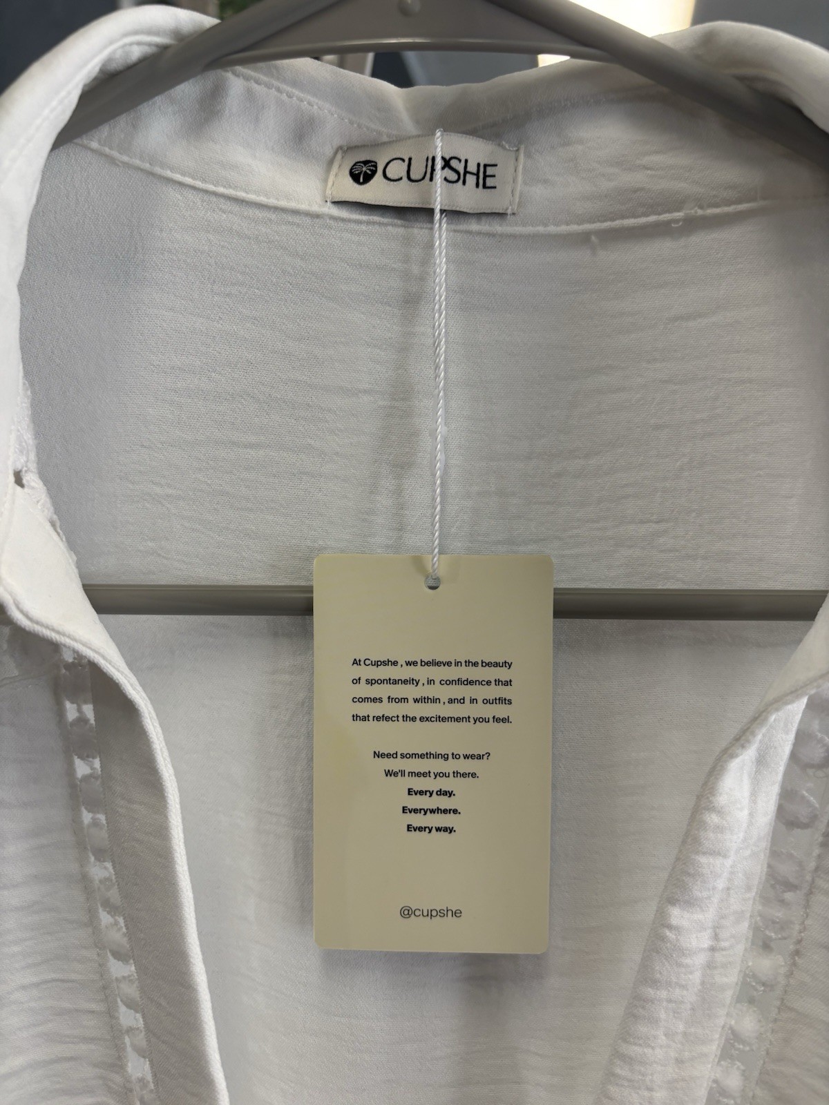 CUPSHE White Collared Pullover Blouse / Bathing Suit Cover Short Sleeve Size L