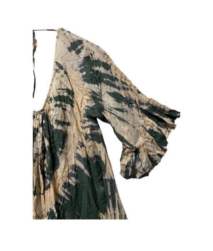 Lani Lau Hawaiian Fringe Tie Dye Resortwear Tunic Top OS