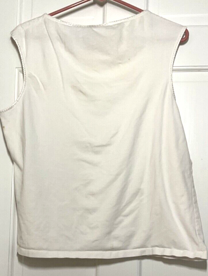LIZ CLAIBORNE TOP SLEEVELESS TANK WHITE SIZE XL 92% COTTON 8% LYCRA EUC