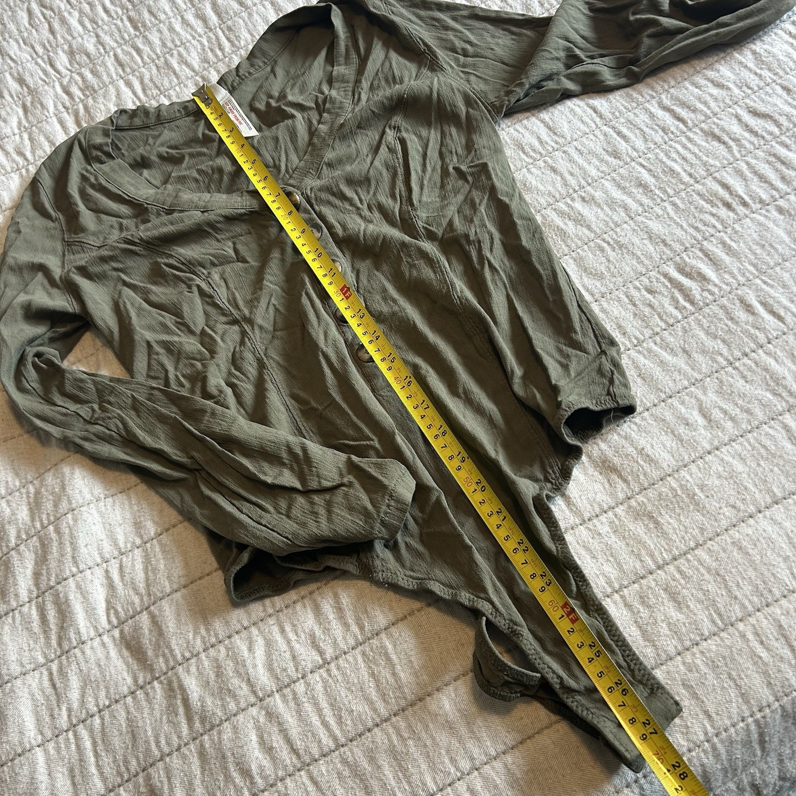 Free People Intimately Henley Style Body Suit Blouse Olive Hunter Green Size M