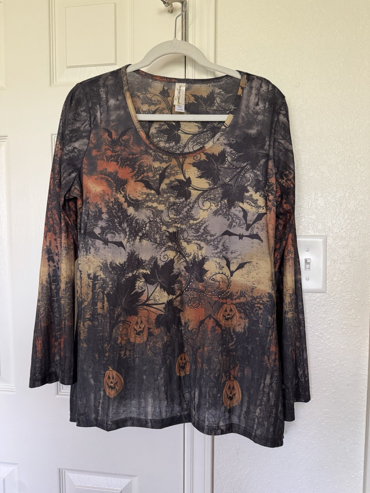 Decorated Originals Fashion Women’s Knit Scoop Neck Long Sleeve Pumpkin Tunic XL