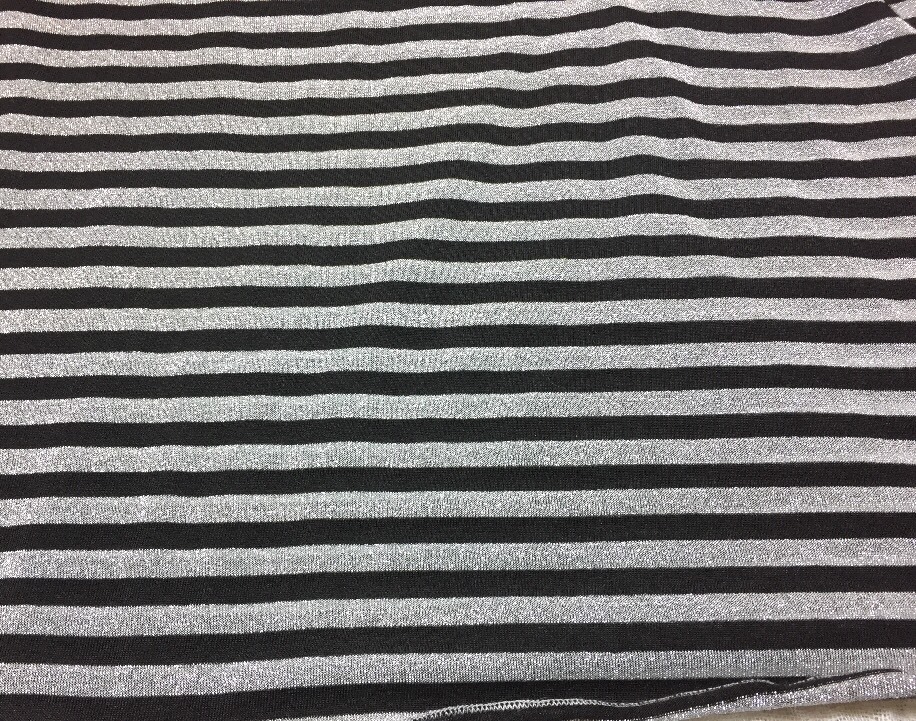 LOVE ROCKS SZ M Tank Top Striped Metallic Thread Stretch Shirt Made USA