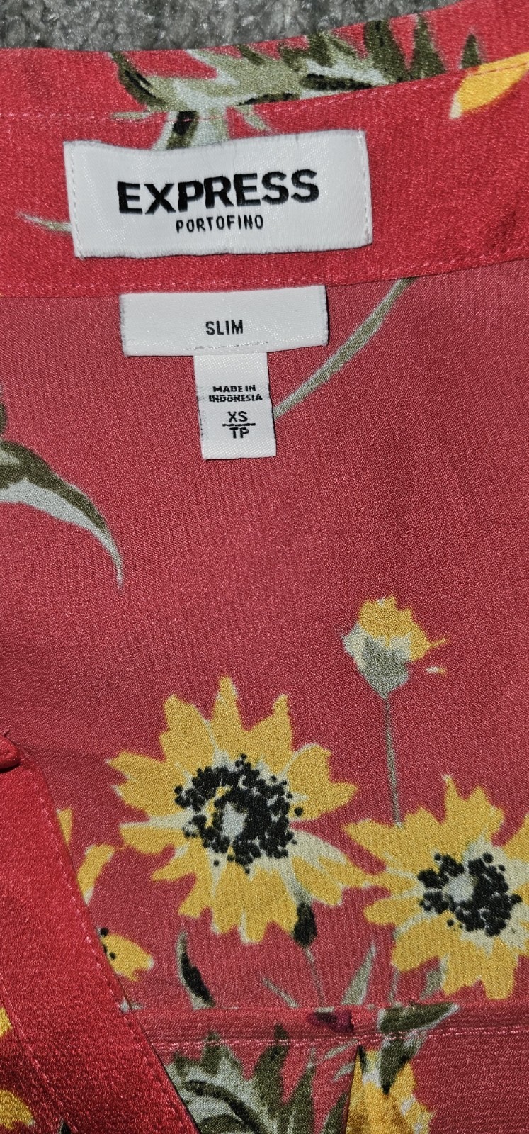 Express Portofino Slim Women’s XS Pink/Yellow Floral V-Neck Sleeveless Blouse