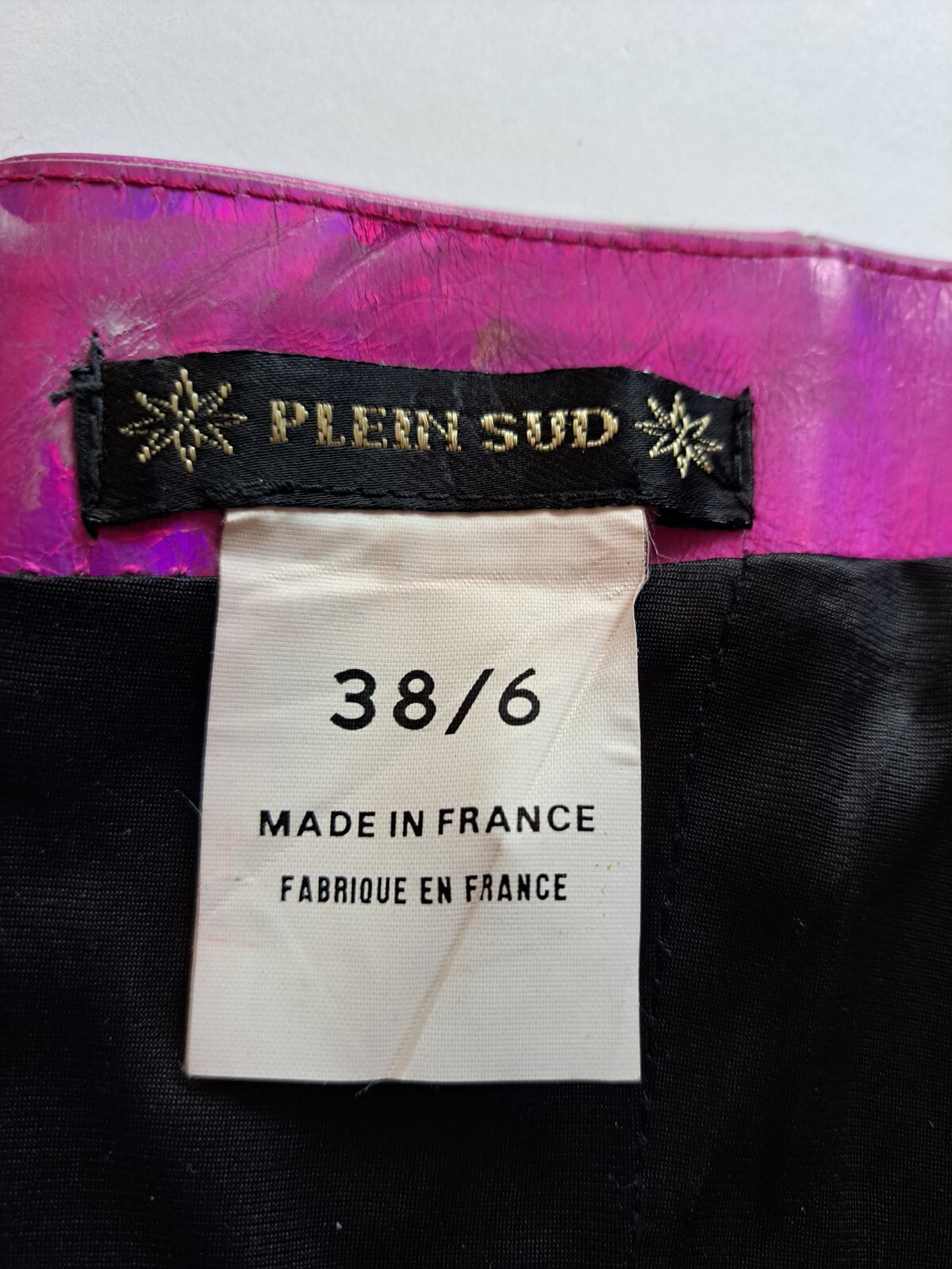 Plein Sud neon hot pink metallic genuine leather corset top Size 38 / XS
