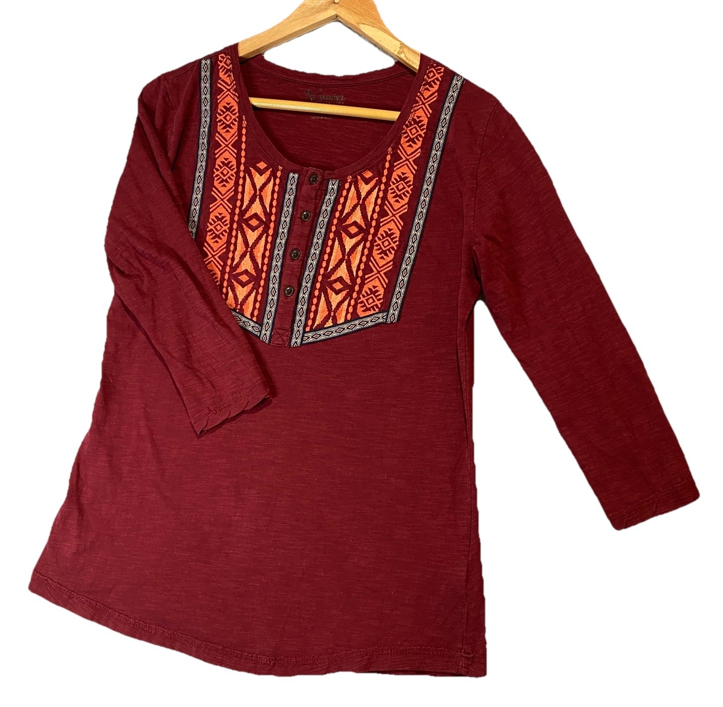 Natural Reflections Top Shirt Women’s M Embroidered Aztec Retro Boho Festival