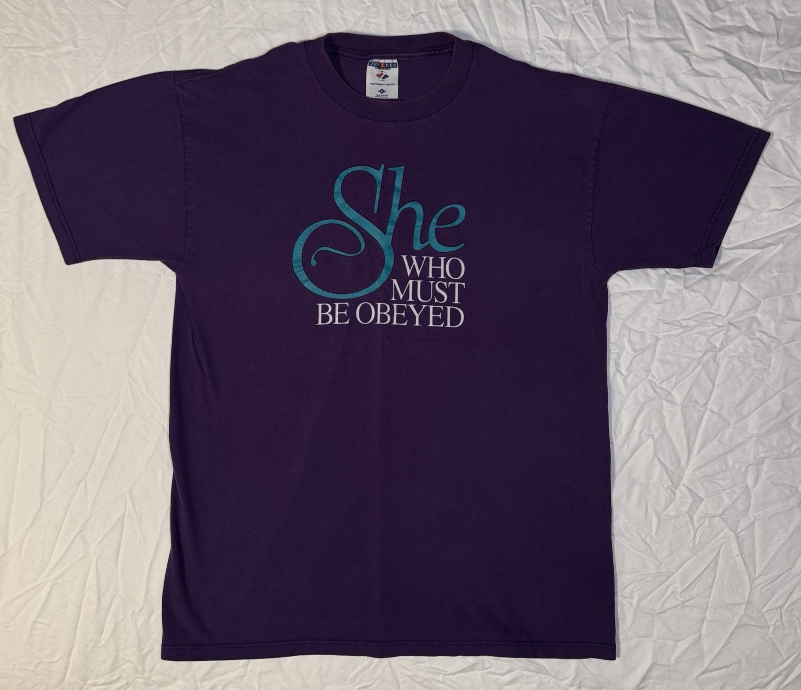 Vintage Humor Teeshirt She Who Must Be Obeyed Purple Cotton Uni-Size Size Large