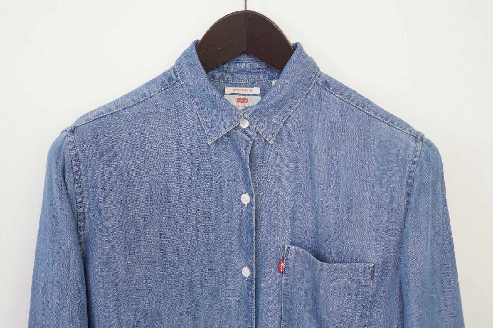 Woman Levi’S Casual Shirt Boyfriend Fit Cotton Blue S MJA774