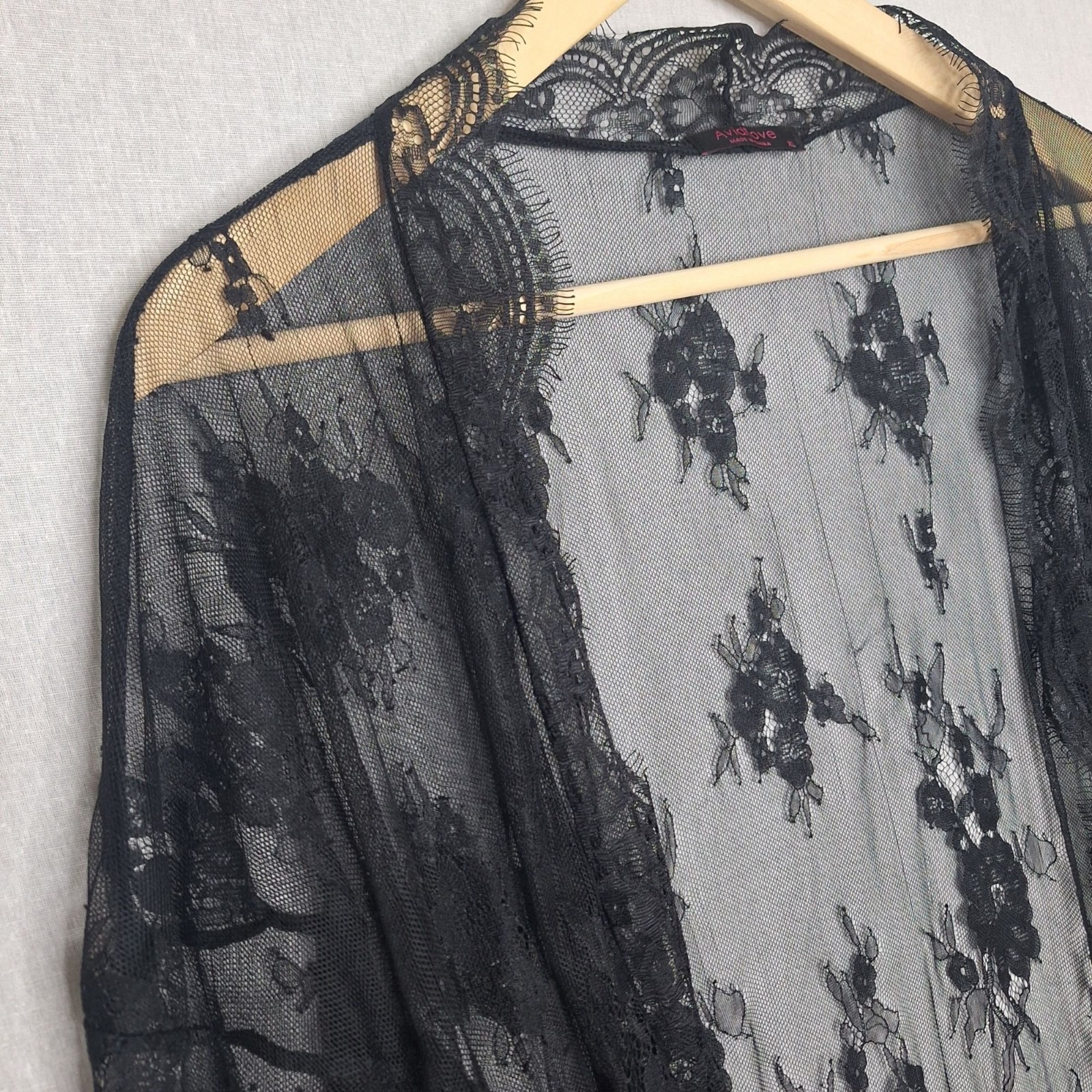 Avid Love Soft Lace Kimono Cover Up Size XL Preppy Beach Lounge Chic