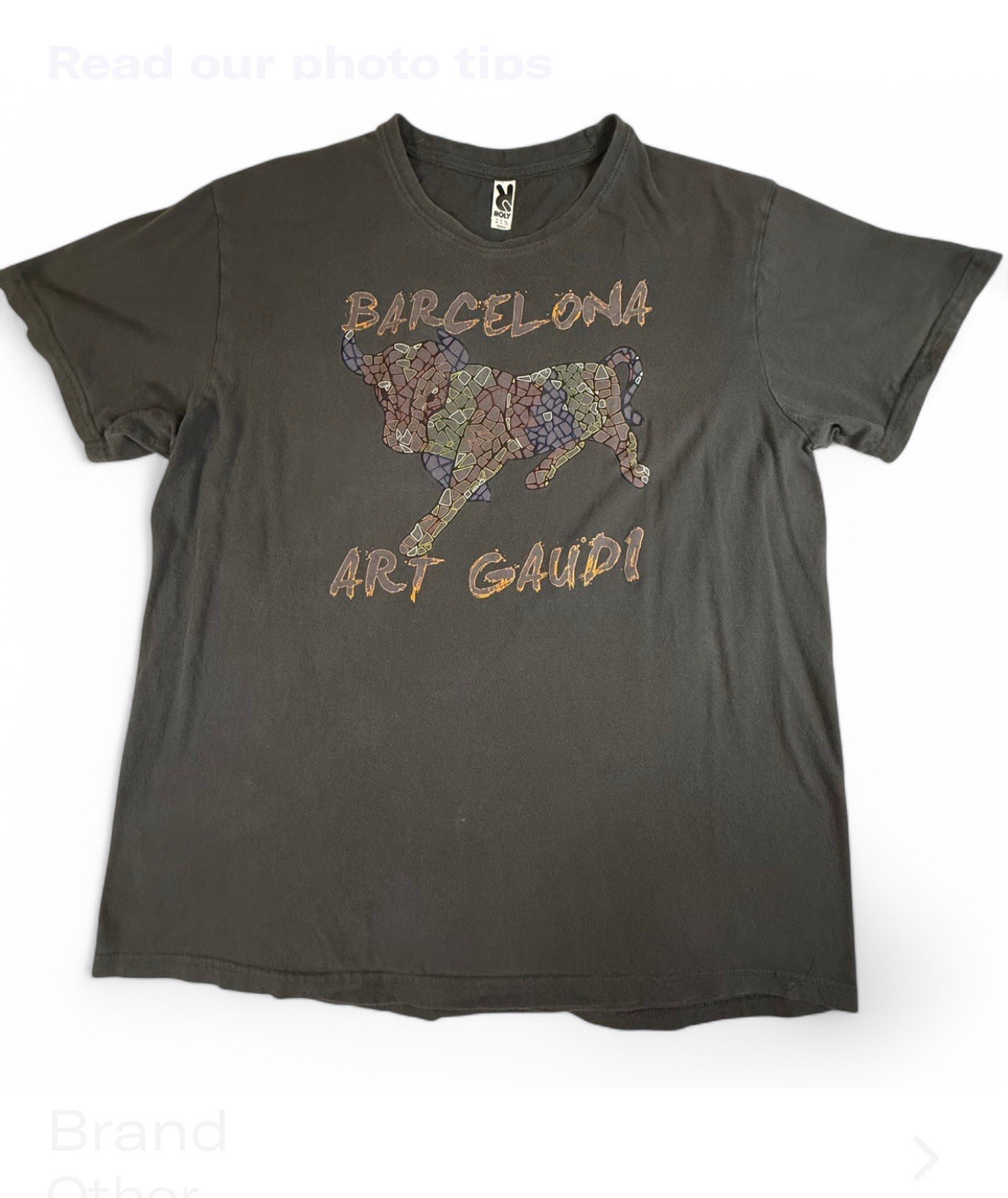 BARCELONA ART GAUDI ANTONI MOSAIC BULL TSHIRT, SIZE 16, CHEST 46 IN LENGTH 29 IN