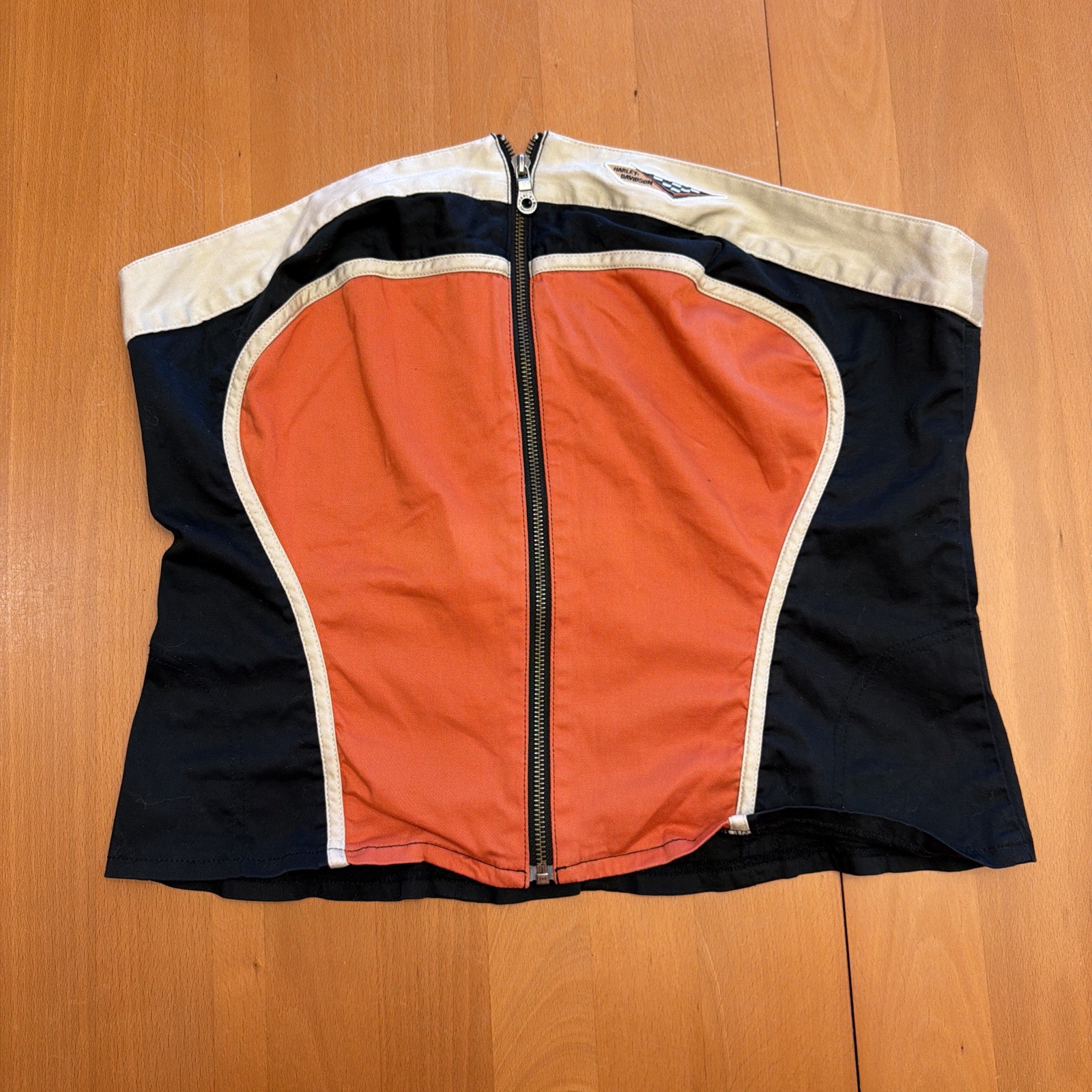 Y2K Harley Davidson Motorcycles Women’s Tube Top XL Wings USA Vintage Zip