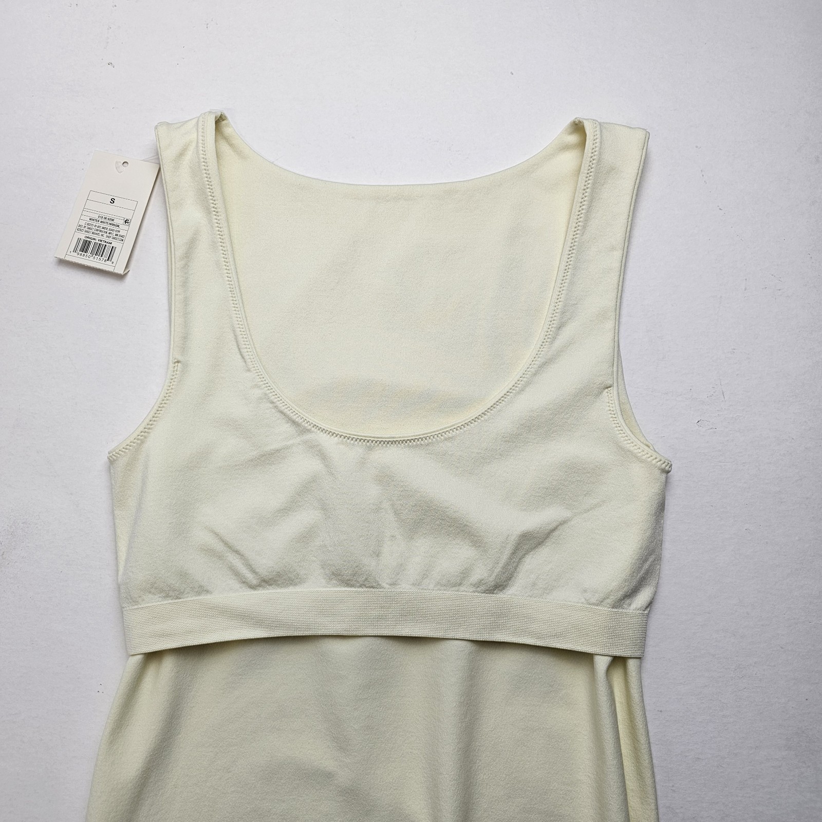 A New Day Seamless Scoop Neck Tank Top with Shelf Bra, Winter White/Ivory, Sz.S