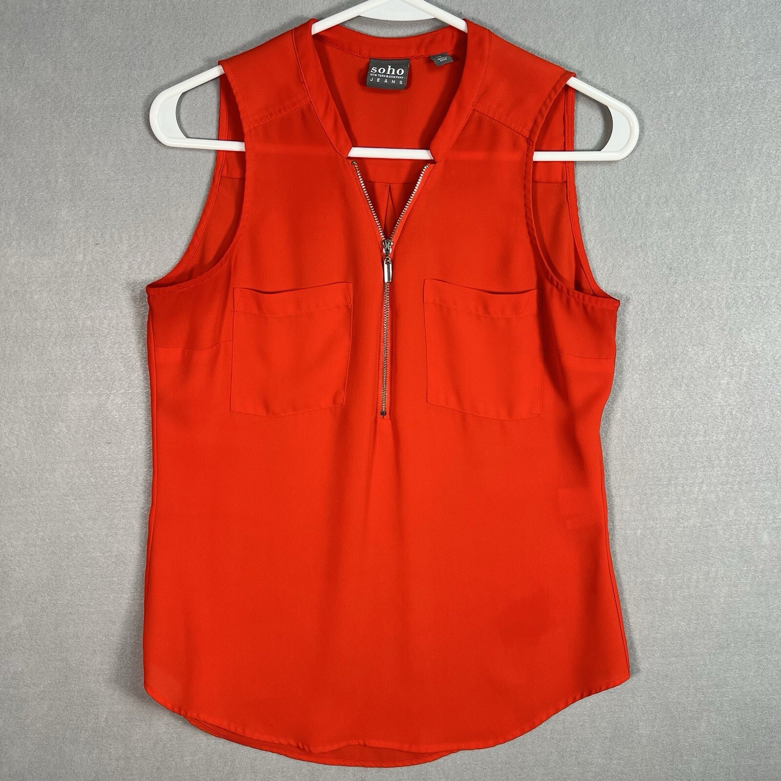 SOHO New York & Company Sleeveless Red Zip Blouse Size XS