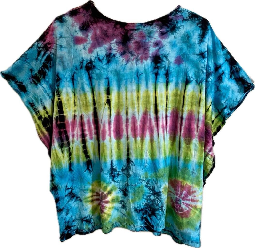 Sacred Threads Hippie Boho Festival Stretch Tie Dye Batwing Tee Shirt 224112 A