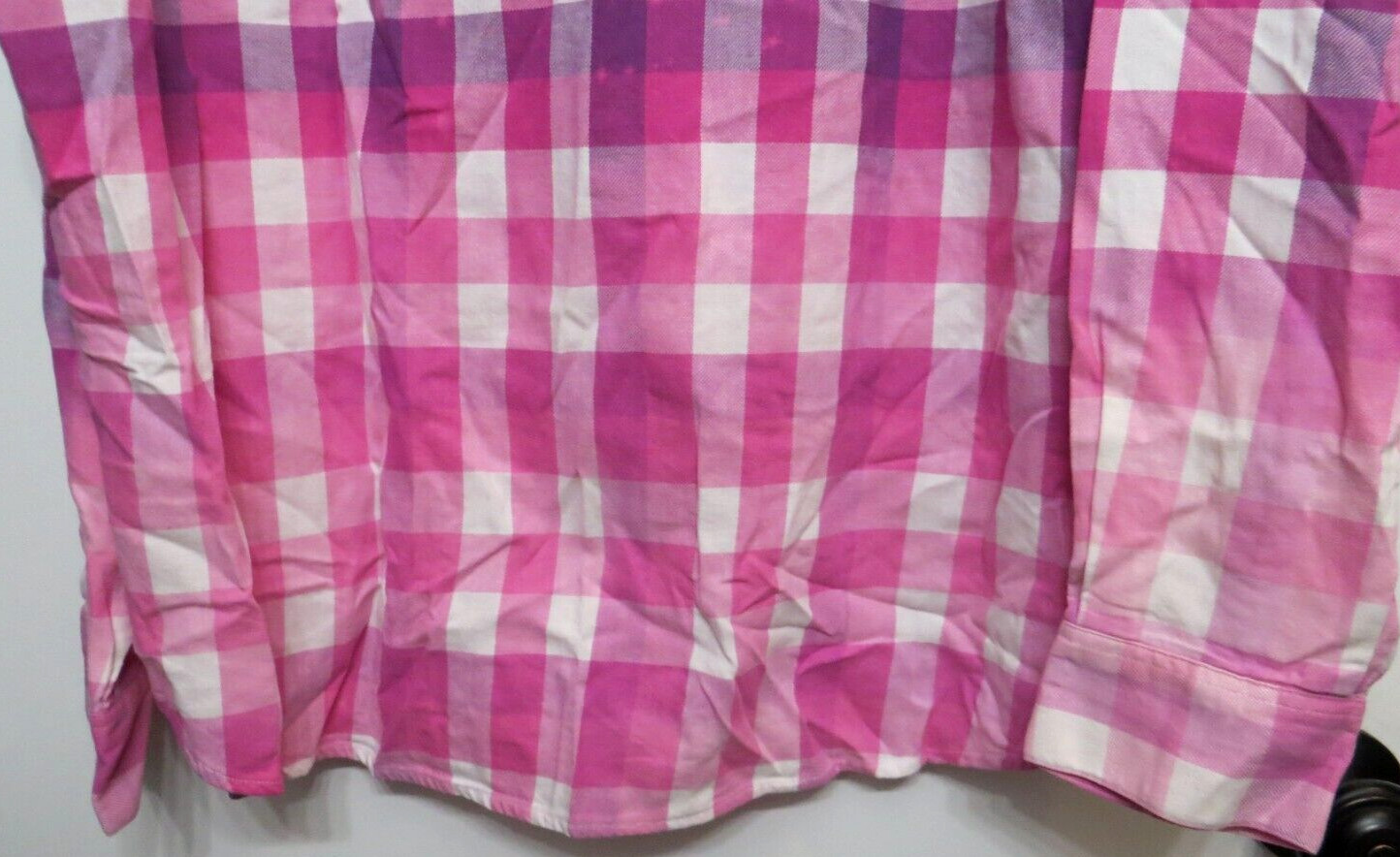 Southern Bliss Shirt Womens XXL 2XL Pink Purple White Checked Christmas Santa