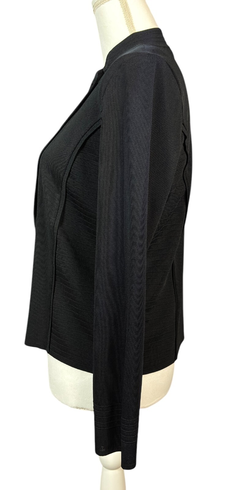 Ming Wang Jacket Cardigan Size XS Black Ribbed Long Sleeve Business Chic Work