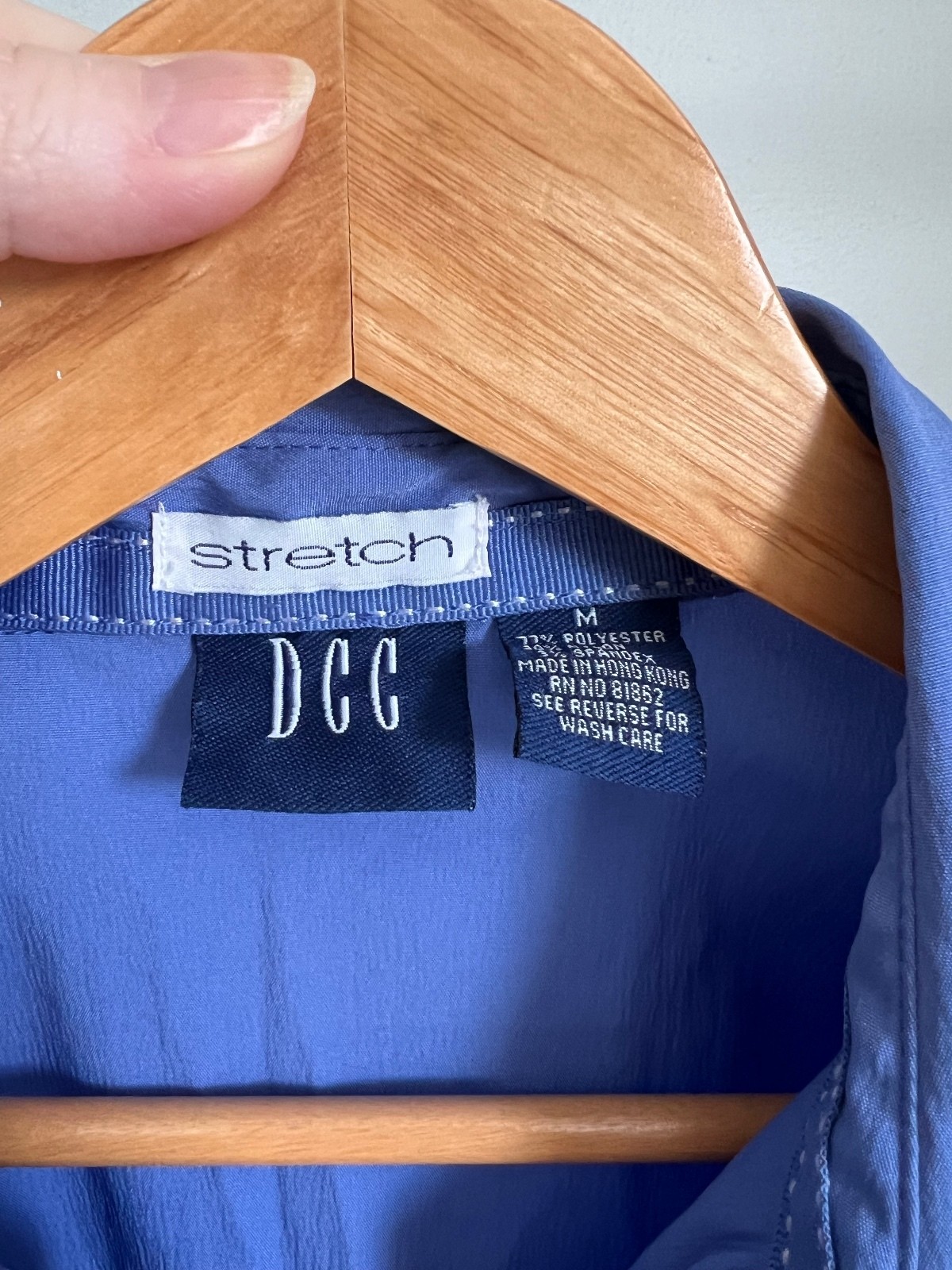 DCC Stretch Women’s Medium Blue Button Down Shirt Long Sleeve Fitted Blouse