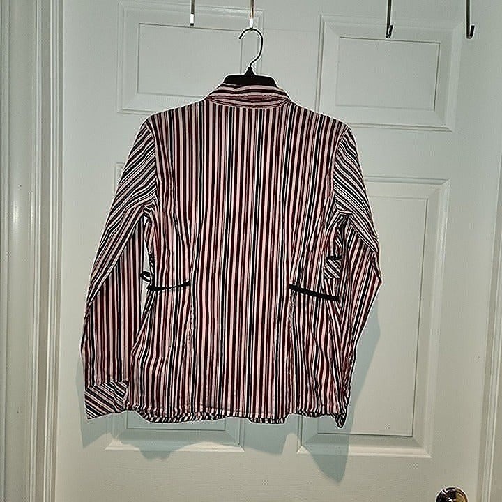 Maternity M Lindsay Stevens Maternity Purple & Black Stripe Long Sleeved Shirt
