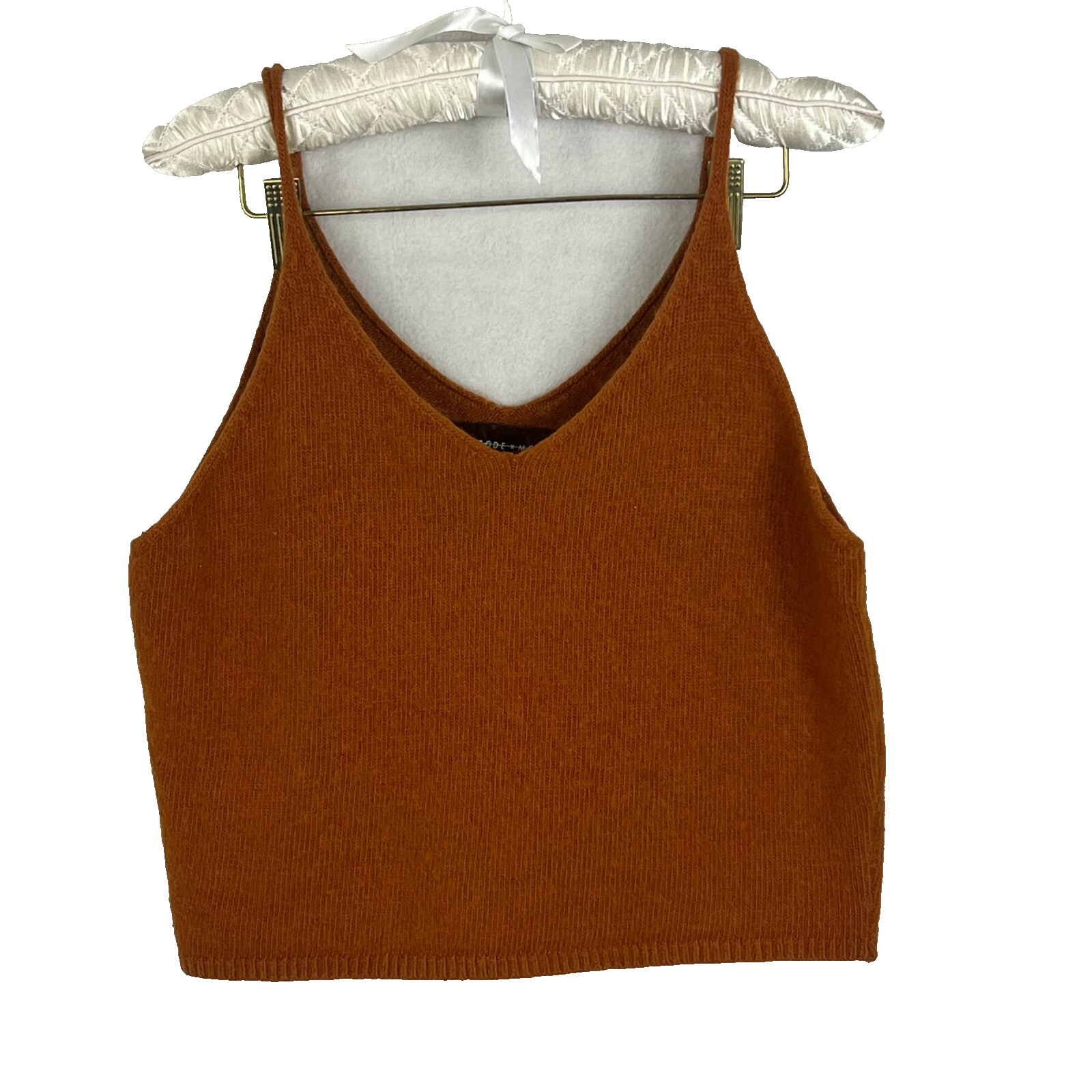 Code Mode Tank Top Women’s Medium Rust Wool Angora Rabbit Knit Cropped