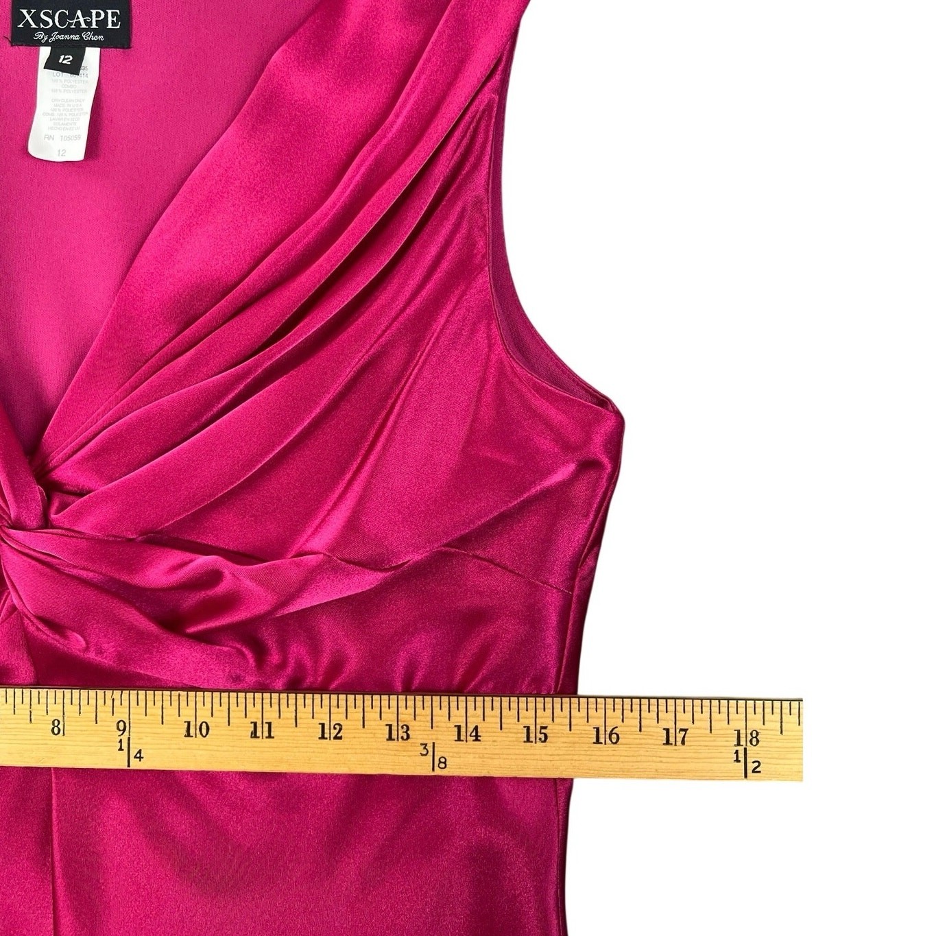 Xscape Fuchsia Satin Twist Front Formal Top Hot Pink Size 12