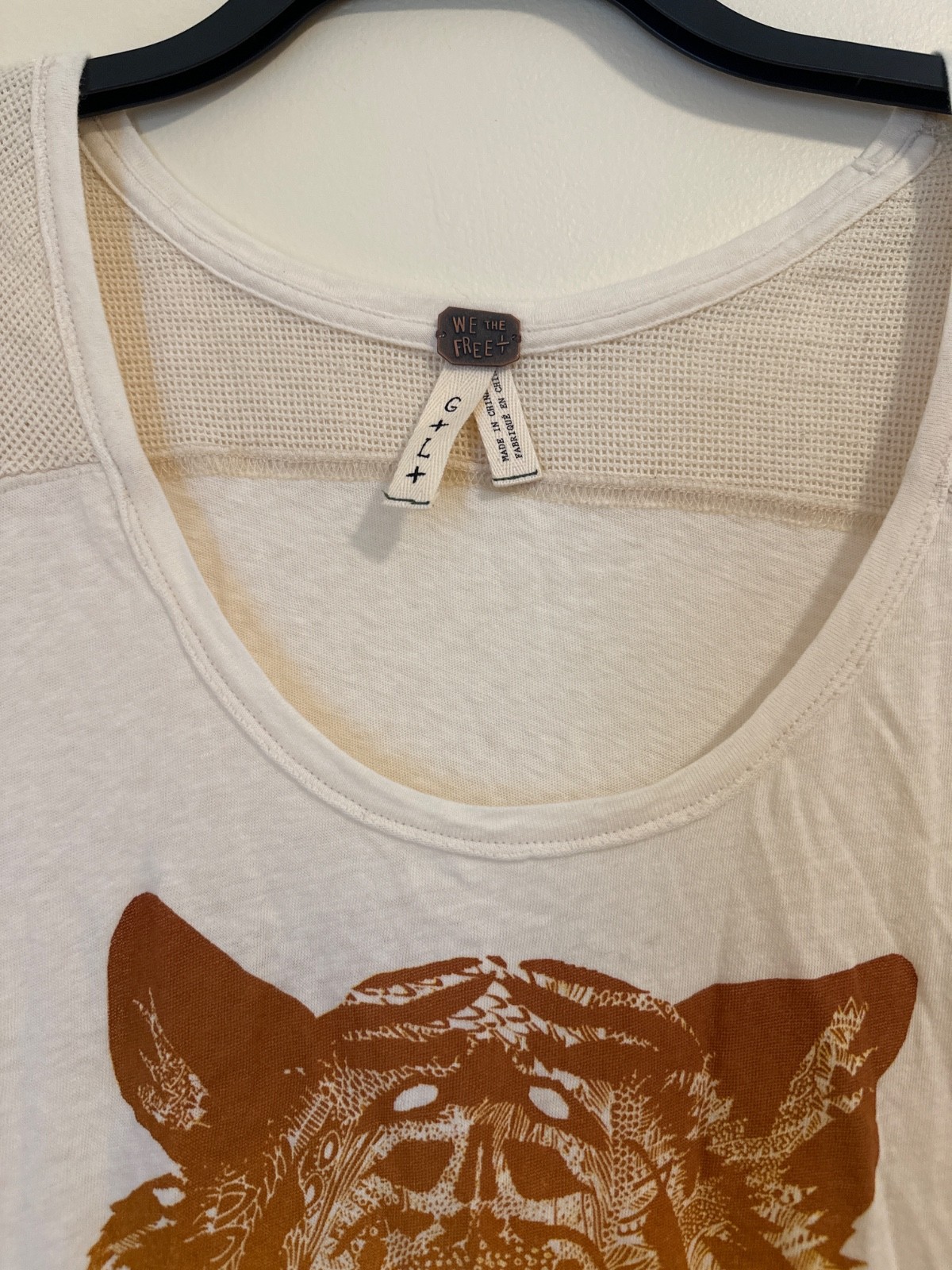 Free People We The Free Tiger Graphic Cream Ivory Size Large