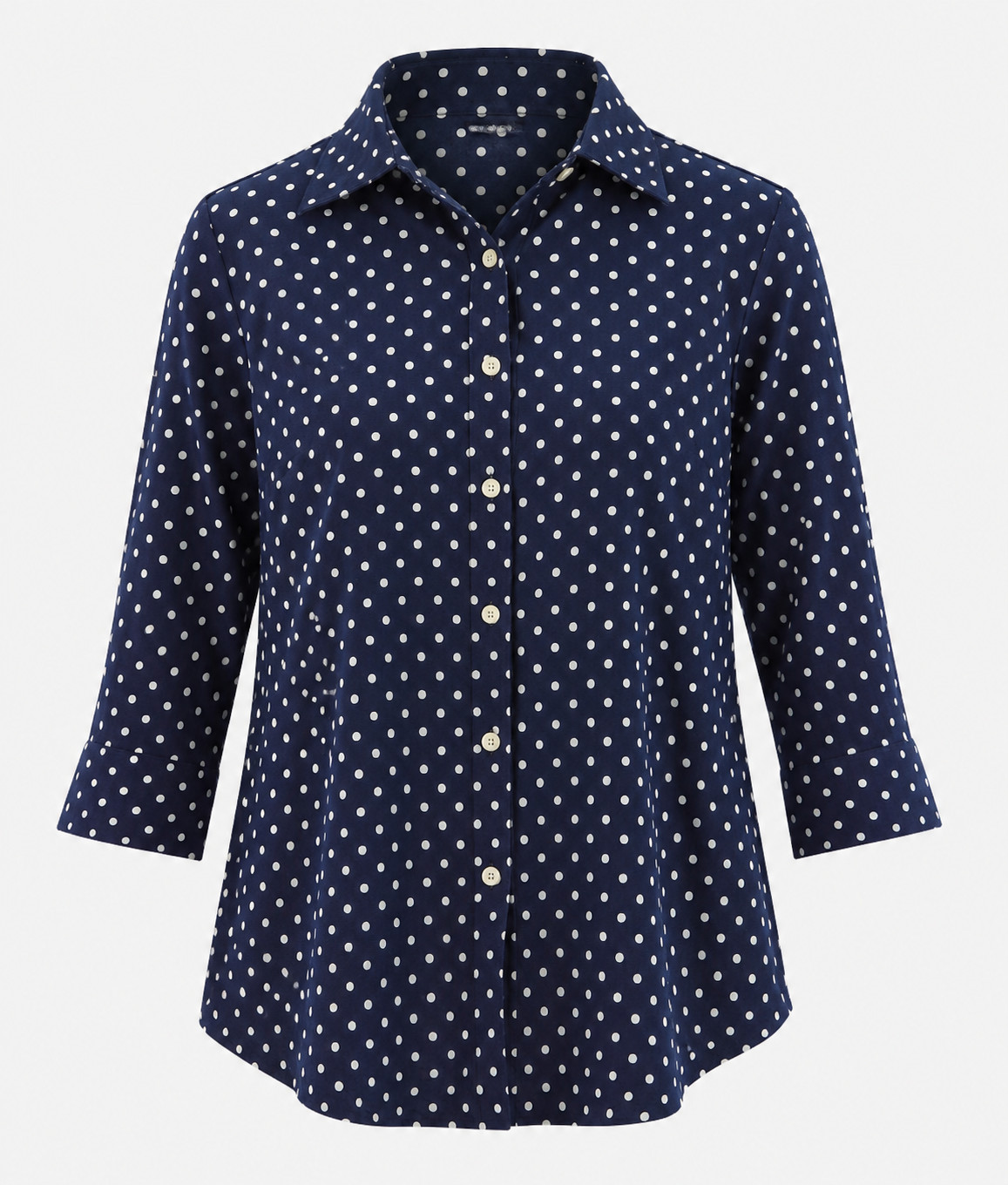 Chaps No Iron 100% Cotton Polka Dot Button-Up Shirt (Women’s Plus Size 1X),