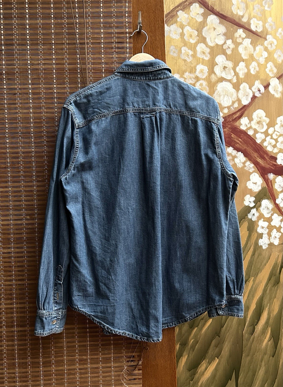 Kenzo Paris Embroidered Tiger Denim Long Sleeve Women’s Shirt In Blue Size 38