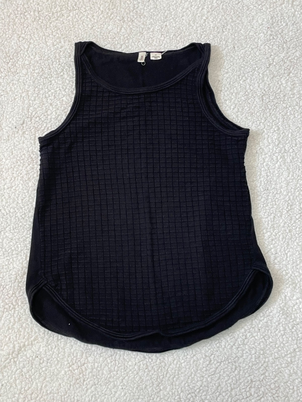 Moth Anthropologie Black Square Waffle Knit Tank Top S Preppy summer vacation