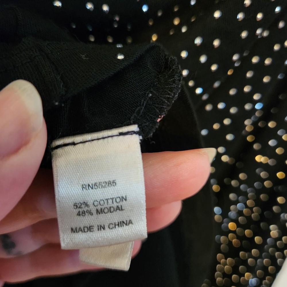 Express Y2K Studded Rhinestone Cowl Neck Black Tank Top Size M Whimsygoth Grunge