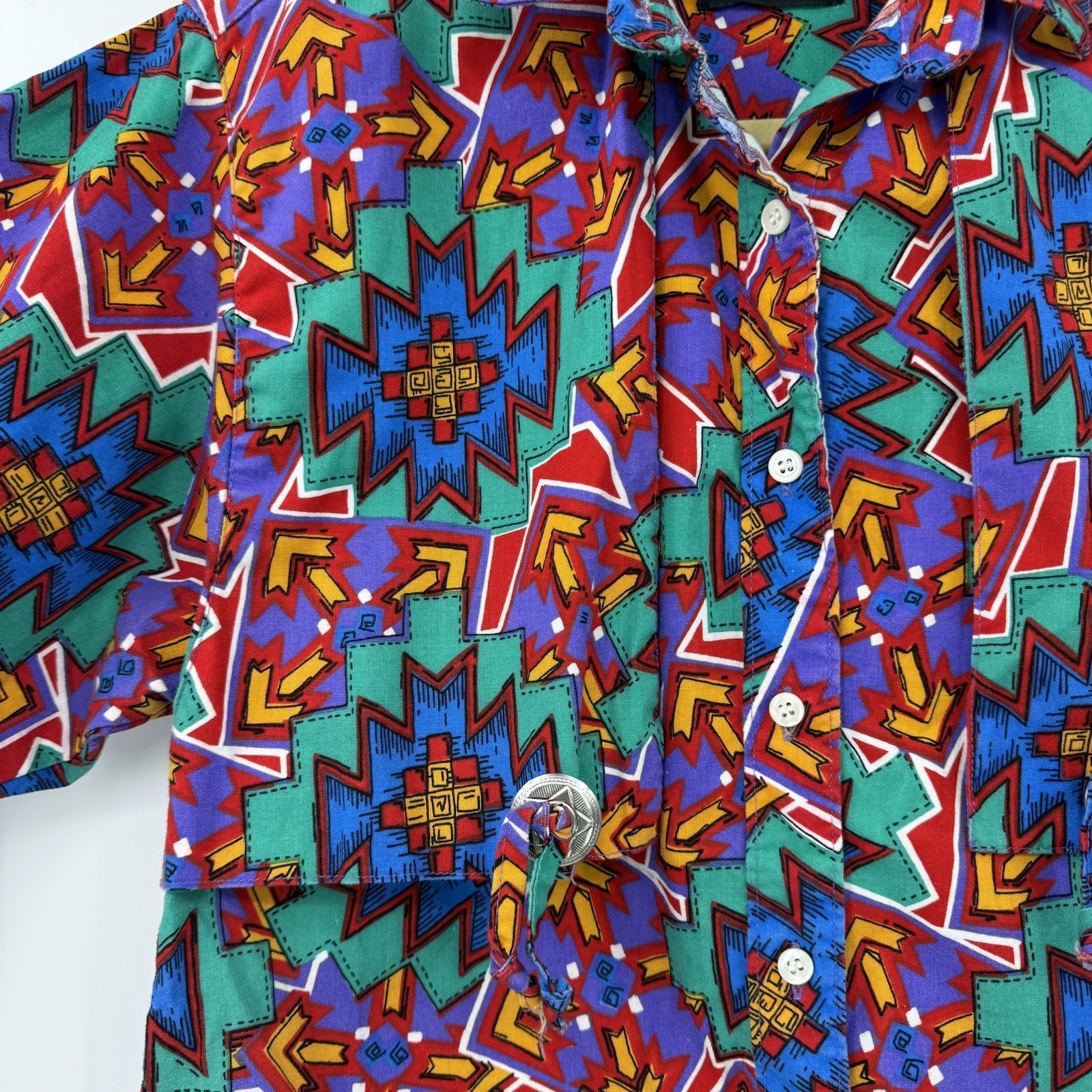 Vintage Frontier Series Western Women’s Shirt Aztec 90s Made In USA Sz M Rodeo