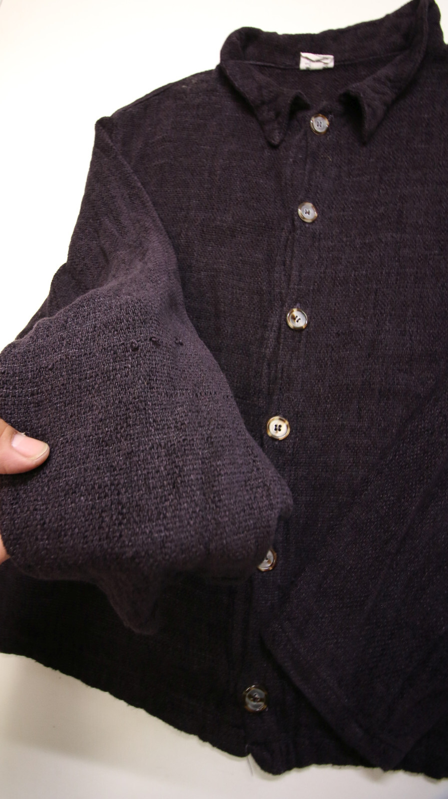 CP Shades Rayon Flax Knit Shirt Womens Oversized M Button Lagenlook READ
