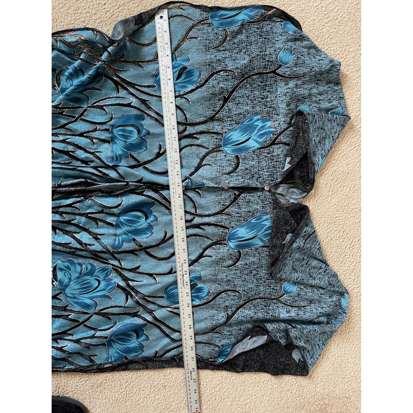 Blue Floral Semi-Sheer Fringe Overlay Wrap One Size Boho Festival Layering Top
