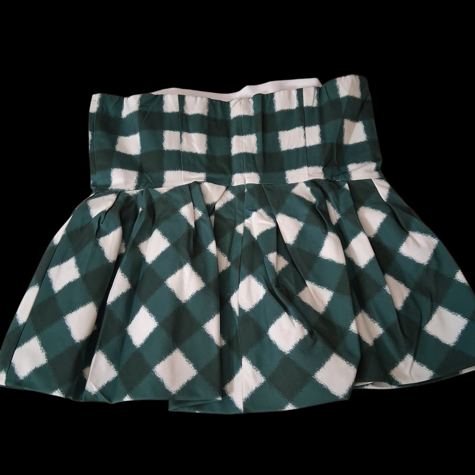 Tuckernuck Green White Warped Gingham Emmaline strapless peplum top Large NWT