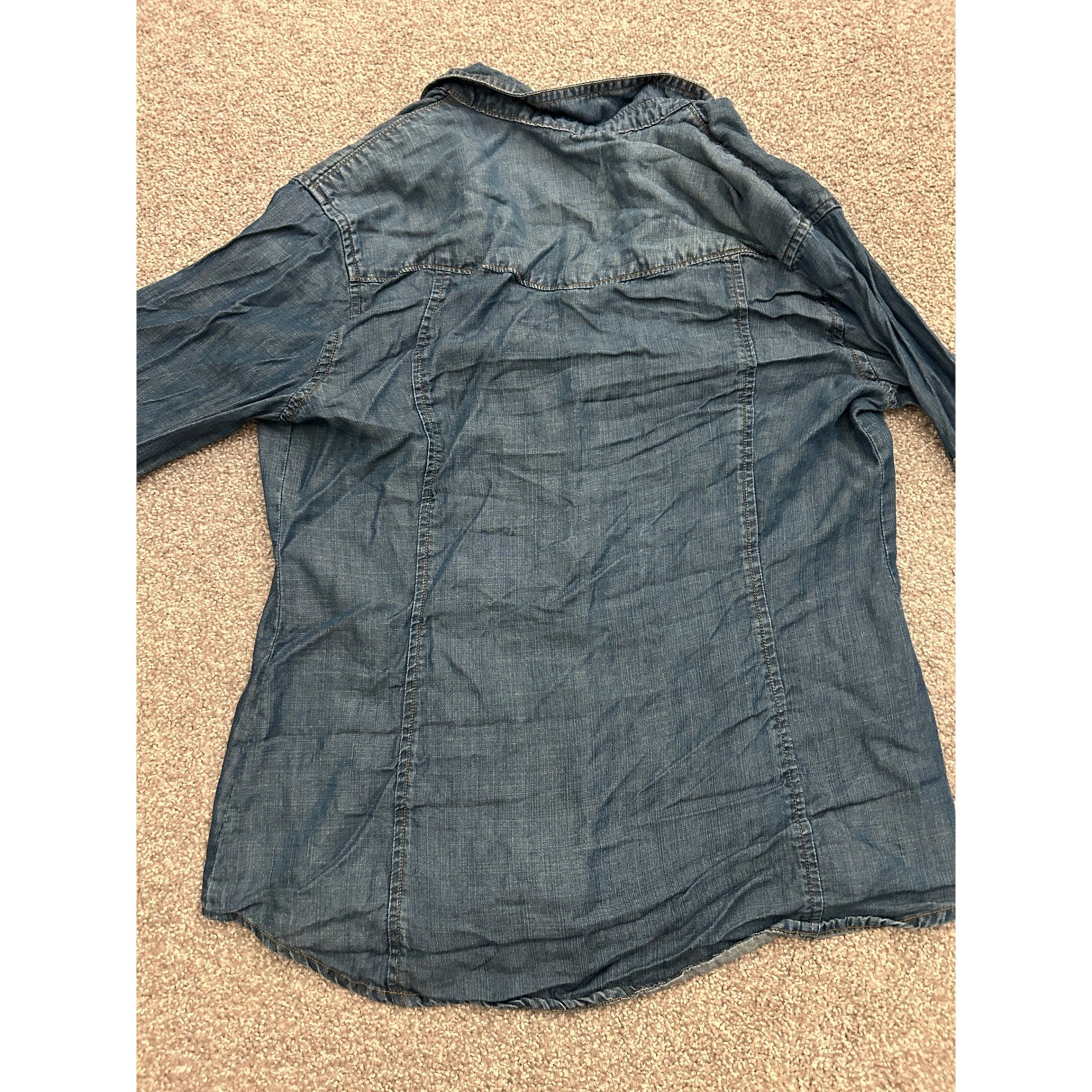 VTG Cloth & Stone Button Down Shirt Womens Medium Blue Excellent Tencel Lyocell