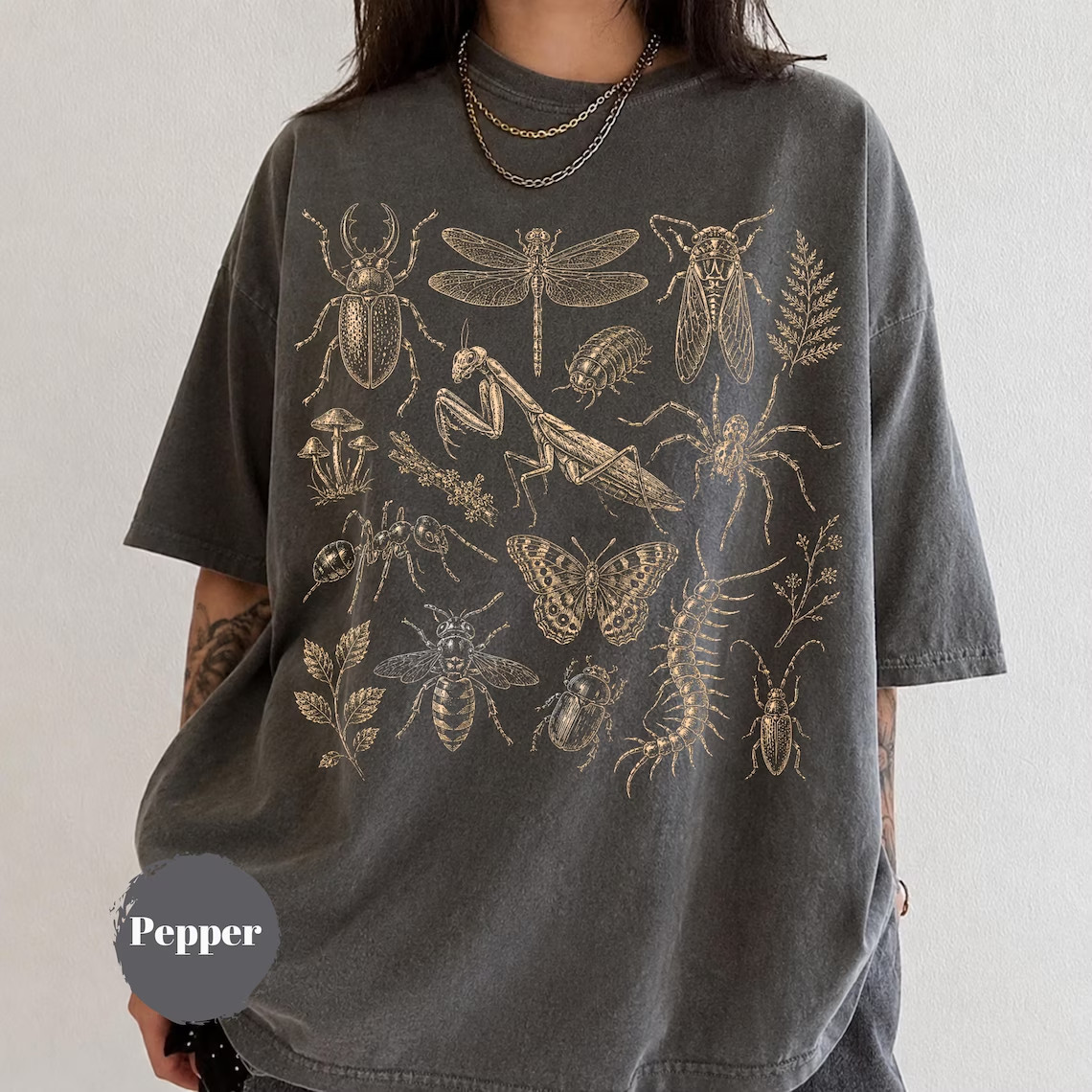 Vintage Bug Shirt Tattoo Style Insect Graphic Tee Nature Lover Gift