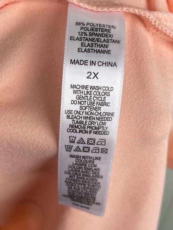Cuddl Duds Flexwear Flutter Sleeve Stretch Top Size 2X Peach Parfait A630212