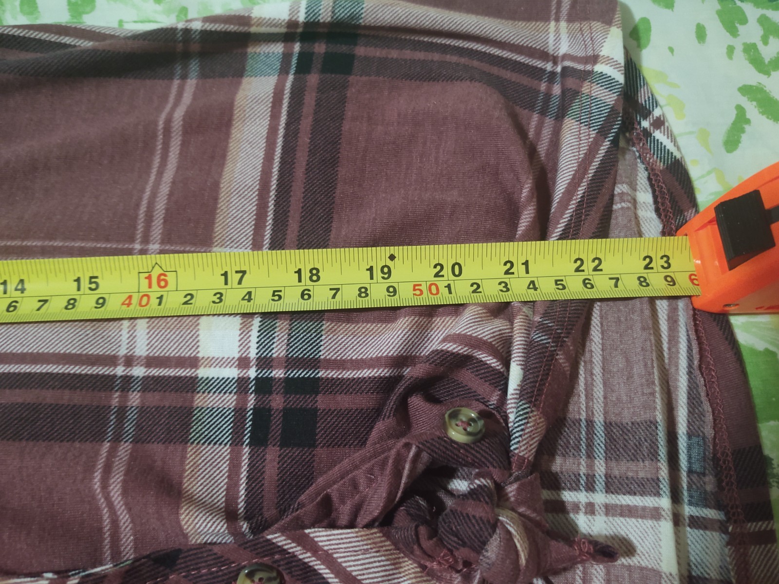 Just Be Brand Blouse Gray Orange and WhitePlaid Pattern with Relaxed Fit Size M