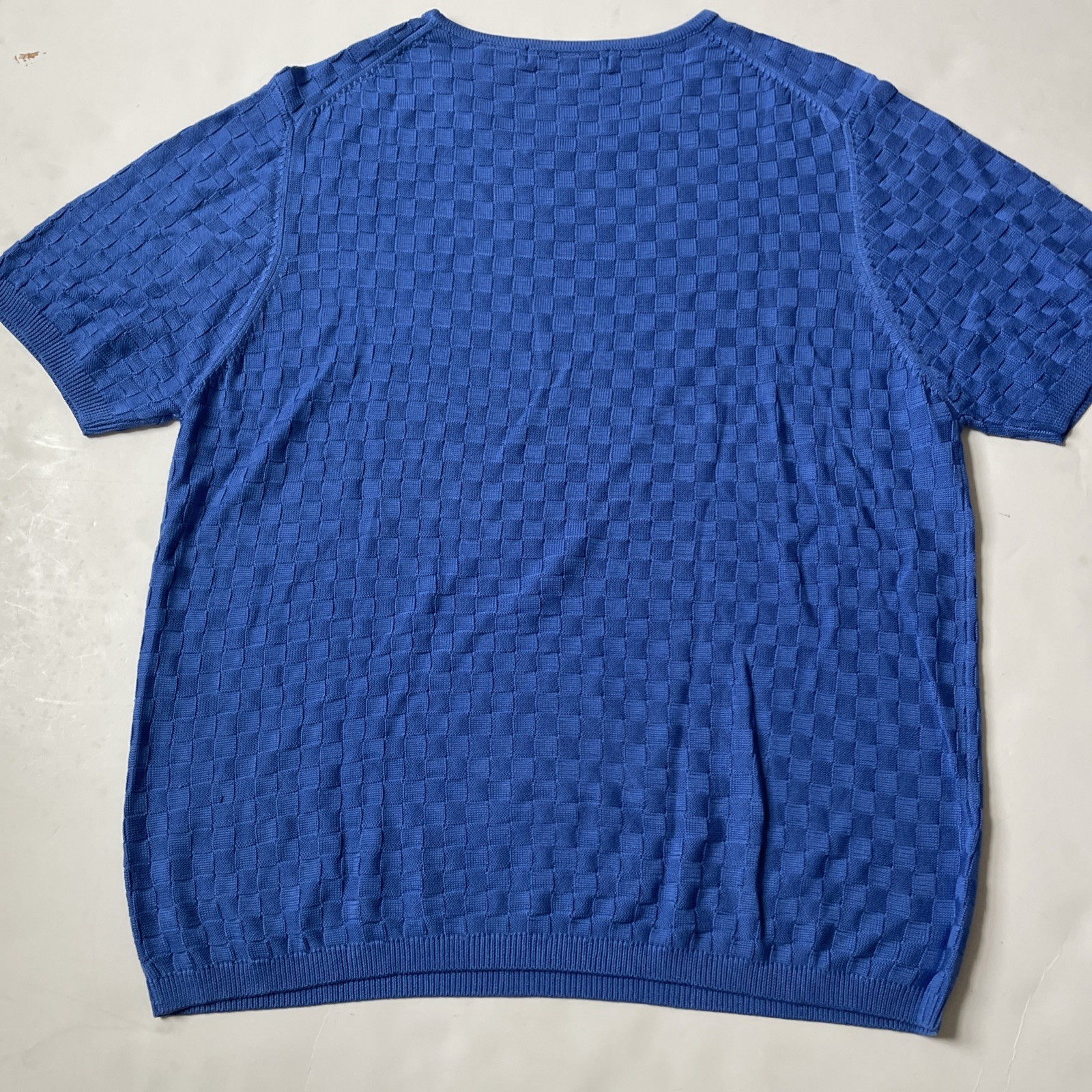 Evelyn & Arthur 100% Silk Blue Check Sweater Womens Size Large EUC