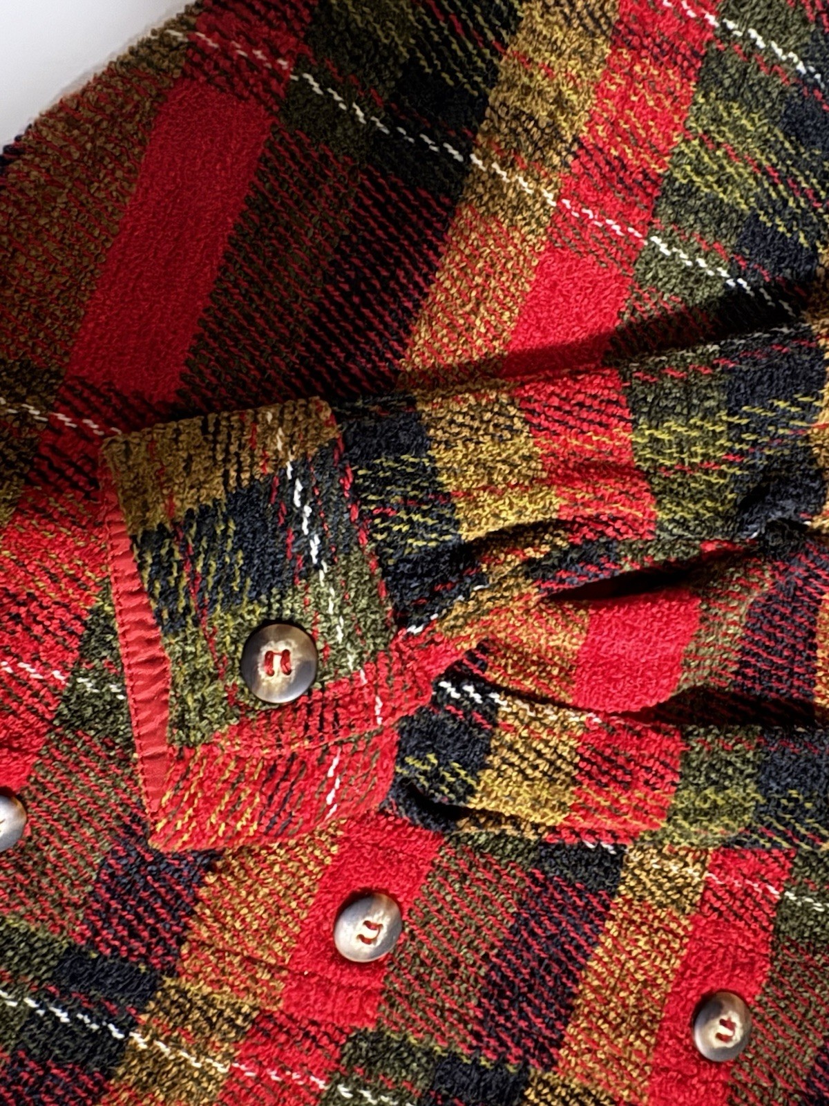 NWT Carole Little Shacket Petite 2 Red Plaid Long Sleeves Button Down Pockets