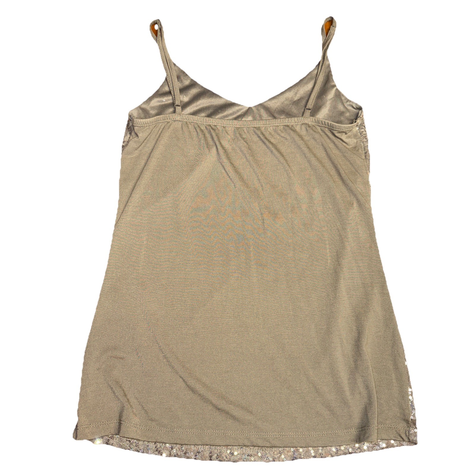 Vanity Essentials Silver Sequin Lace Cami Top Y2K Aesthetic Size Large Babydoll
