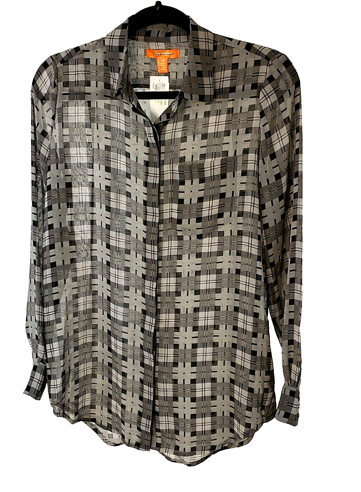 Joe Fresh Size S/P Sheer Long Sleeved Blouse Button Up Front, NWT