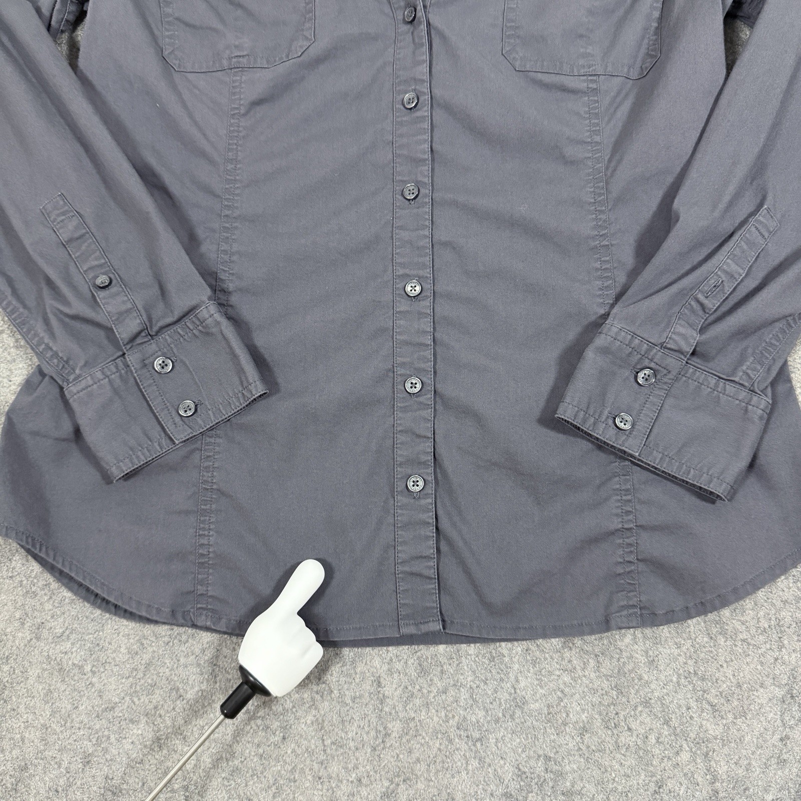 Express Essential Stretch Casual Button-Up Shirt Women’s Size Large Dark Gray