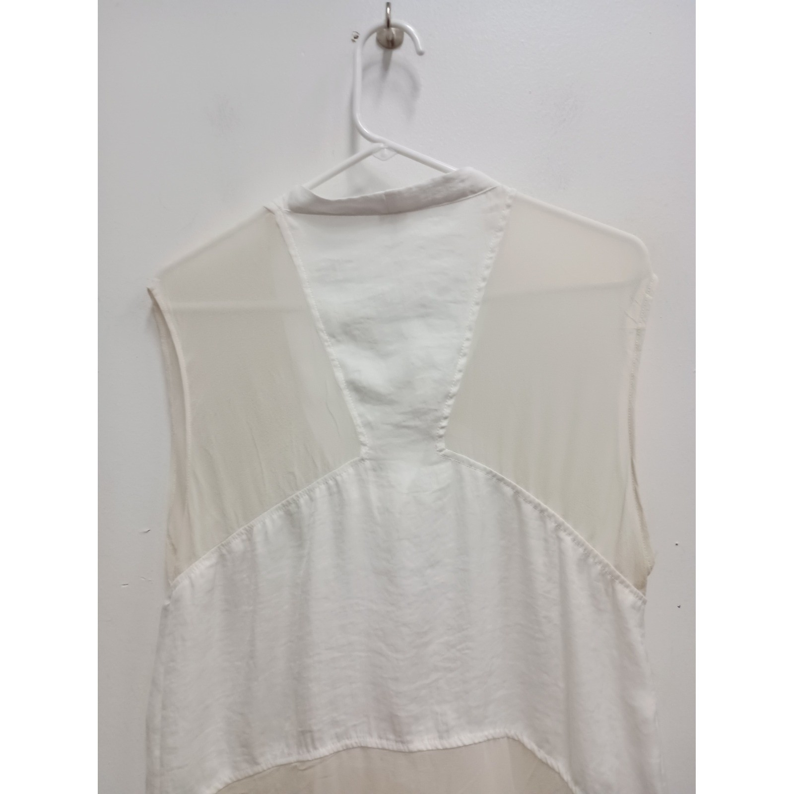 Laila & Savannah Silk Sleeveless Top Womens Small White Cream Sheer BOHO