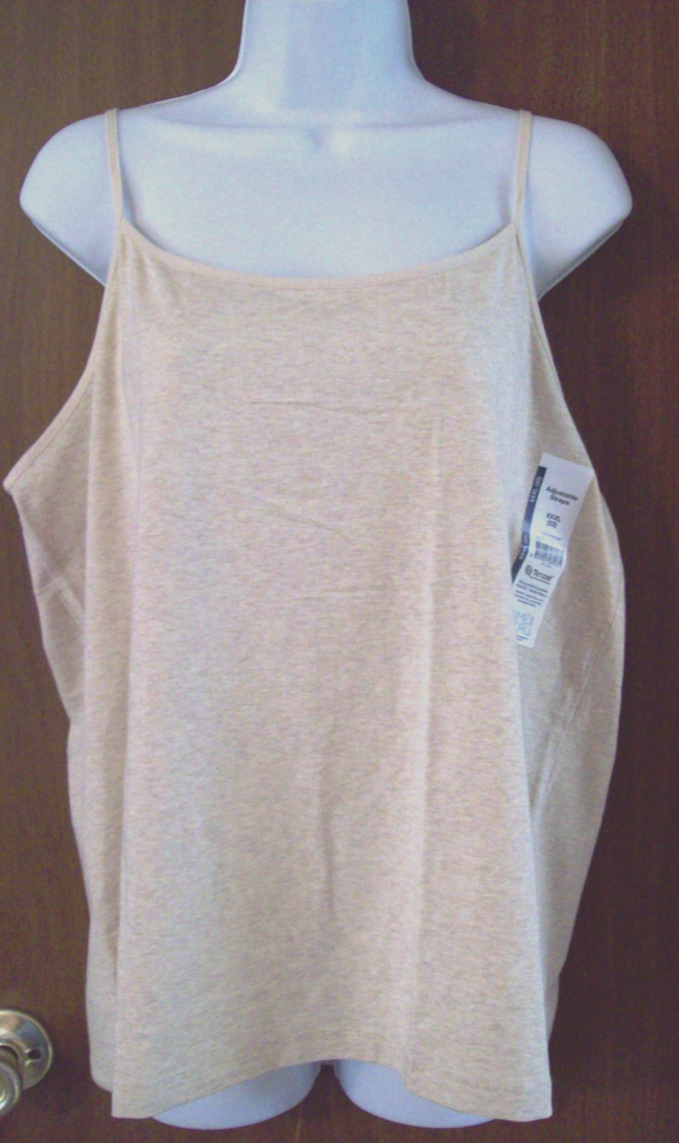 New Women’s Time And Tru Adjustable Strap Cami, XXXL, Oatmeal Heather