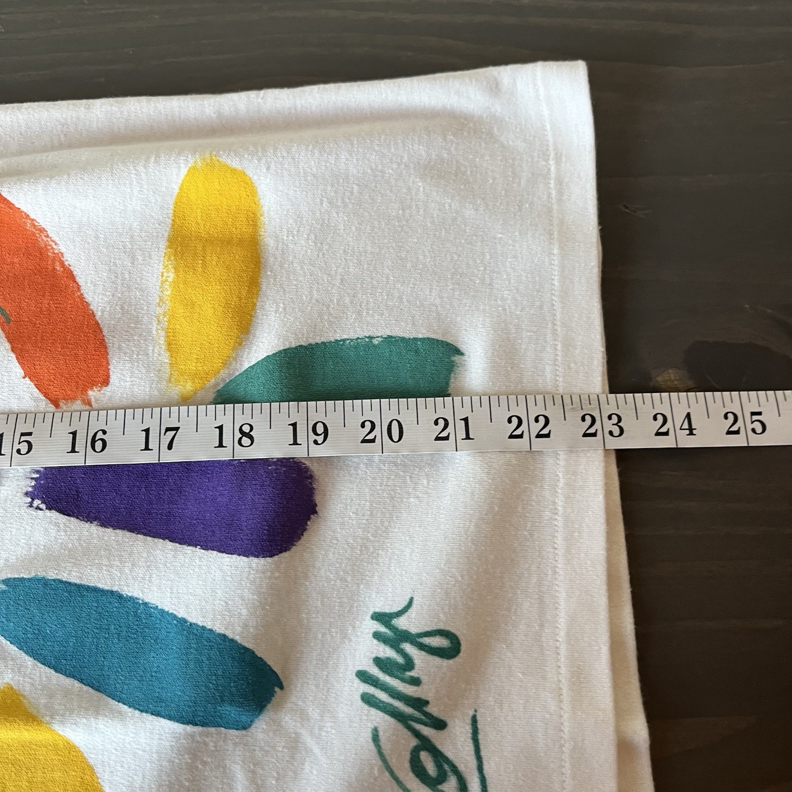 Vtg 90s Hand Painted Style Abstract Colorful Art Tee Artist Signed Single Stitch