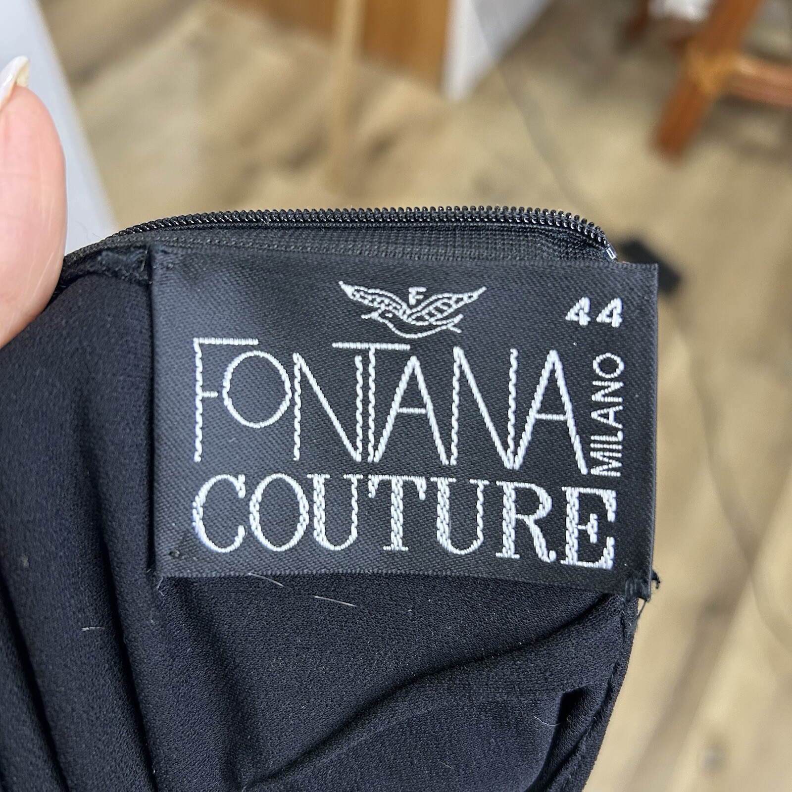 Fontana Couture Milano 1915 Silk Blouse Size I 44 US 6 Black Color Long Sleeve