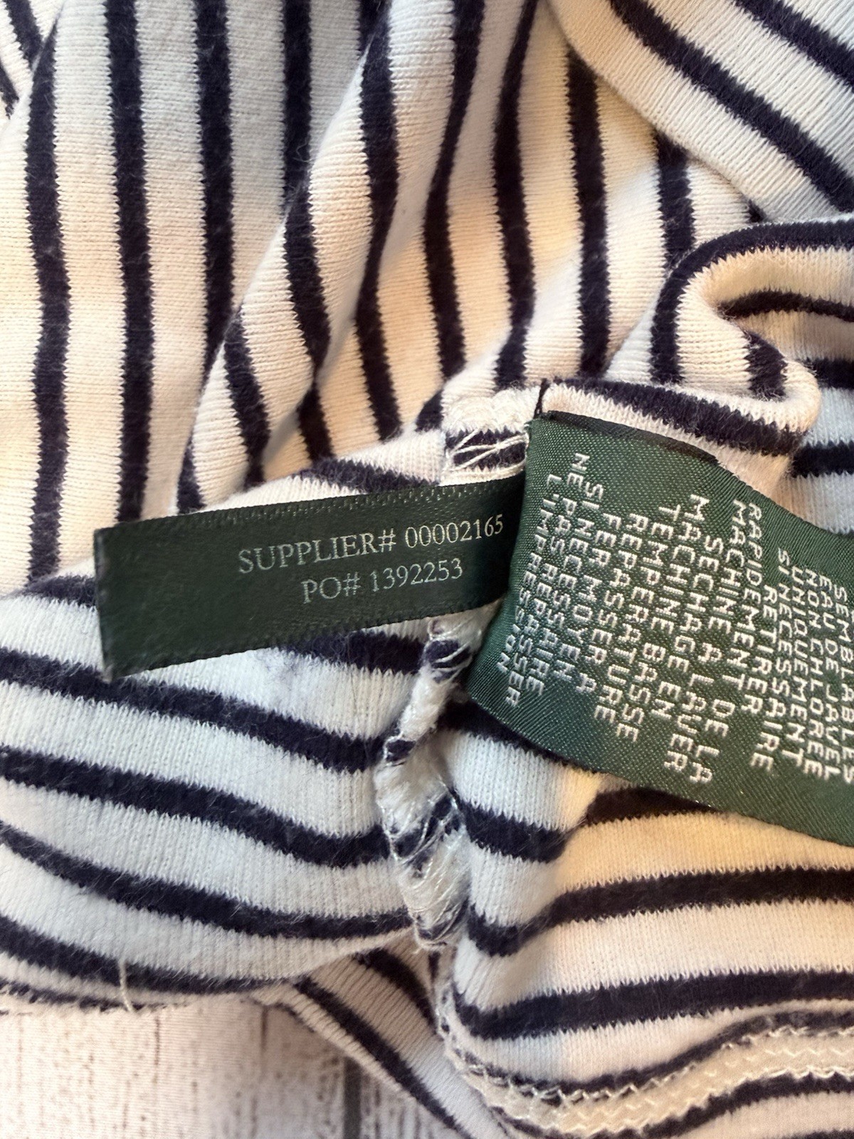 Ralph Lauren Jeans Co Women Petite PM Black/White Stripe Crew Shirt Preppy Y2K