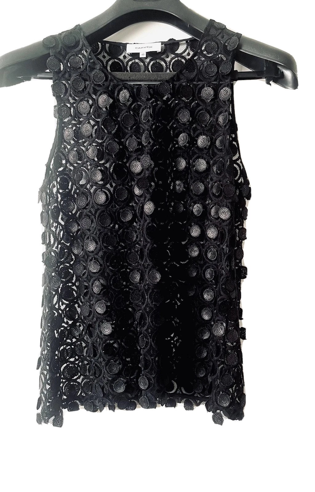 CARVEN Black Sheer 1960’s inspired Sleeveless Go Go Top Womens EU40 New W/o Tags